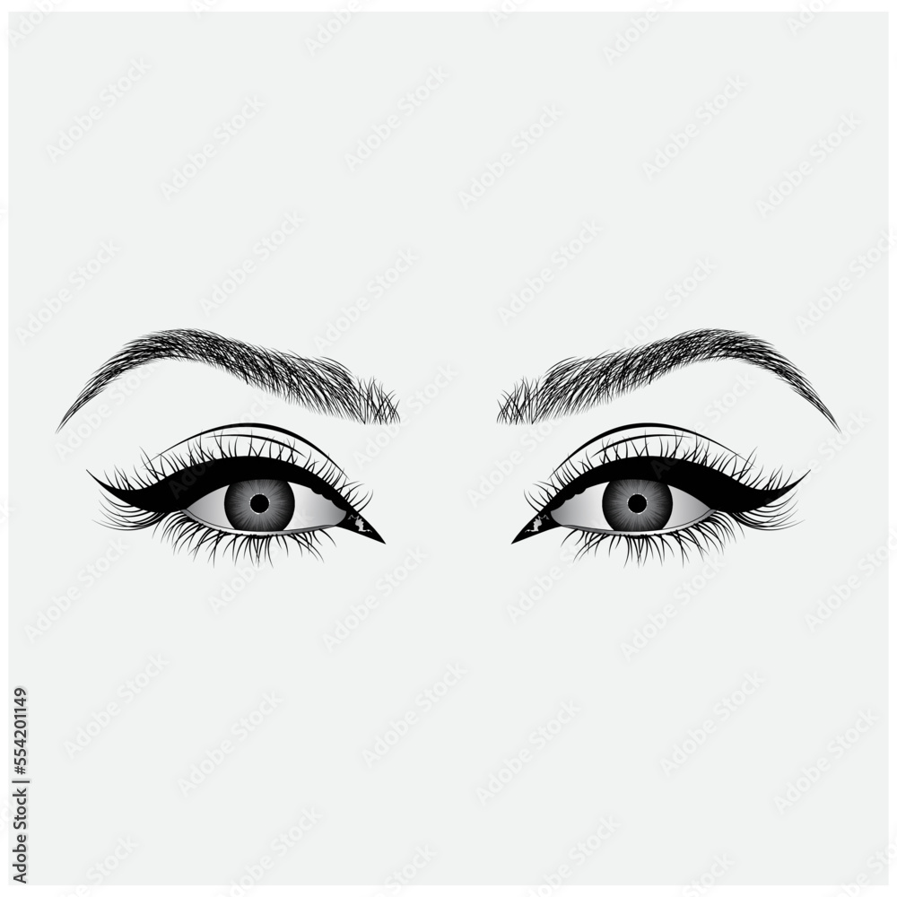 Hand drawn women's eyes vintage