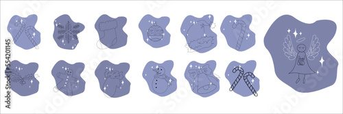 Set of New Year elements. Christmas paraphernalia. Vector image.