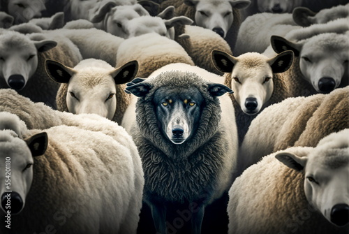 Wolf in the flock of sheep