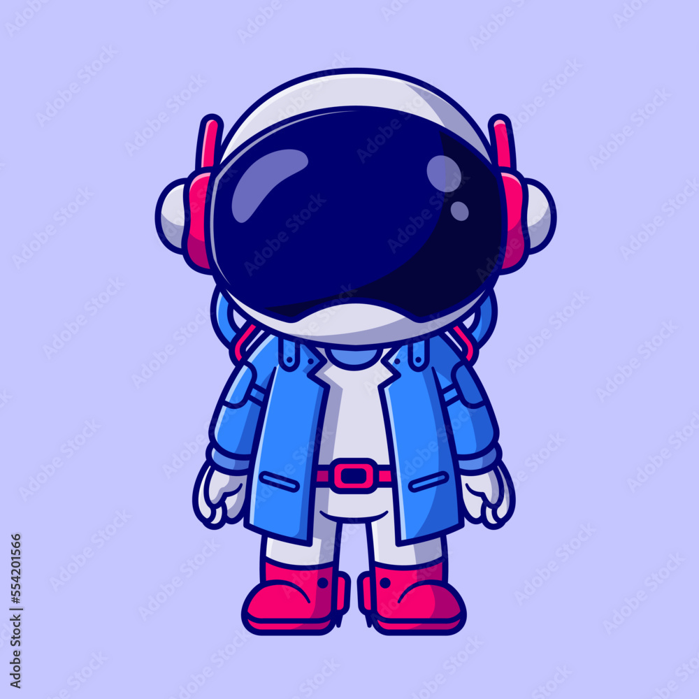 Cute Astronaut Wearing Suit Cartoon Vector Icon Illustration.
Technology Fashion Icon Concept Isolated Premium Vector.
Flat Cartoon Style
