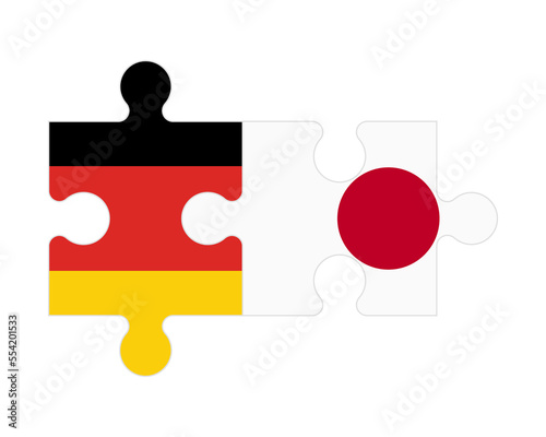 Puzzle of flags of Germany and Japan, vector