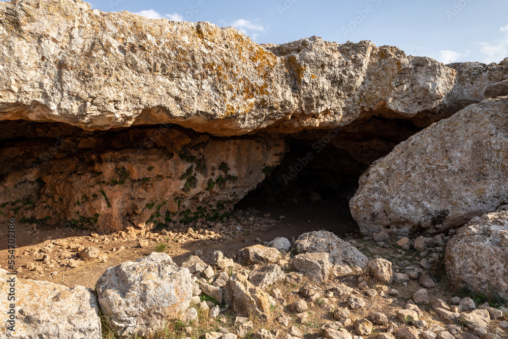 The cave where the primitive people lived in Tel Yodfat National park, in northern Israel The cave where the primitive people lived in Tel Yodfat National park, in northern Israel