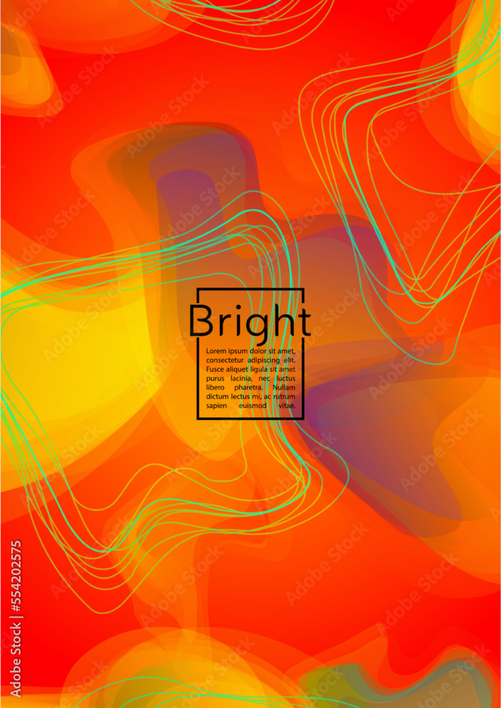 Fototapeta premium Futuristic Geometric Cover Design with Gradient and Abstract Lines, Figures for your Business. Template Fluid Rainbow Poster Design, Gradient Flow Effect for Electronic Festival.