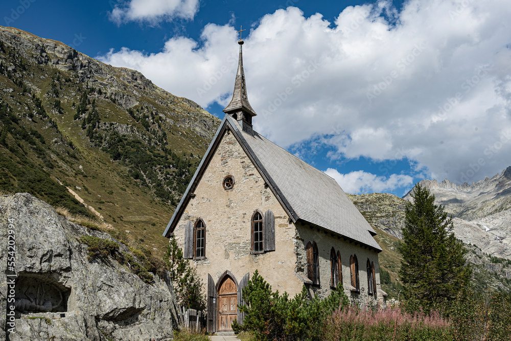 Anglikanische Kapelle in Gletsch, Obergoms, Kanton Wallis, Schweiz