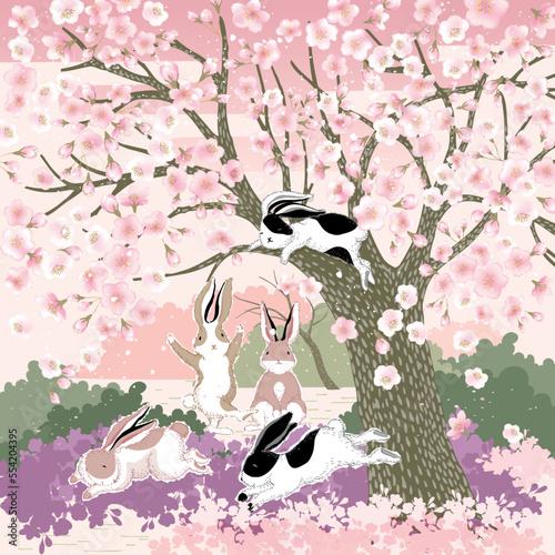 Vector illustration of the Year of the Rabbit in 2023. Happy New Year! Design for invitation card, poster, brochure, web design and print project	