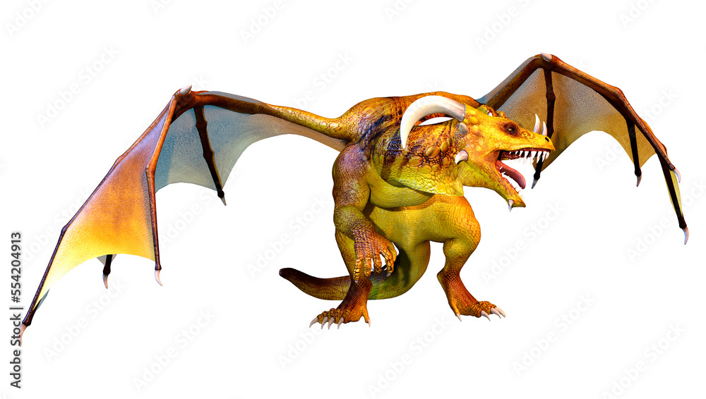 Fototapeta premium 3D Rendering Fairy Tale Dragon on White