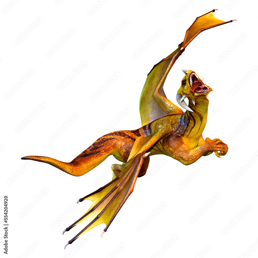 Fototapeta premium 3D Rendering Fairy Tale Dragon on White