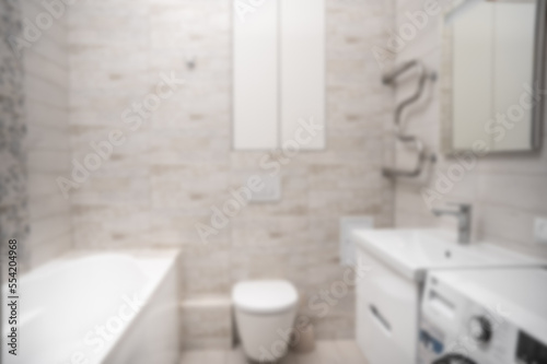 blur interior small luxury modern bathroom background. Empty blurred bathroom interior background.