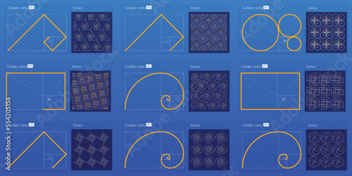 9 inspired pattern of golden ratio. Vector