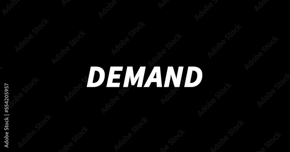 DEMAND text animation on black background. Modern text animation, written DEMAND DEMAND text animation on black background. Modern text animation, written DEMAND