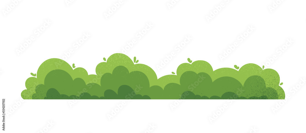 Obraz premium Different bushes icon. Garden or green fence or lawn. Tree crown of different shapes. Leaf, brabchec and leaves. Ornamental decoration. Graphic element for website. Cartoon flat vector illustration