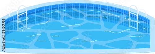 Swimming pool, summer water, blue background, isolated on white, sport recreation, design, cartoon style vector illustration.