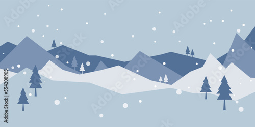 snowy winter mountain landscape illustration wallpaper