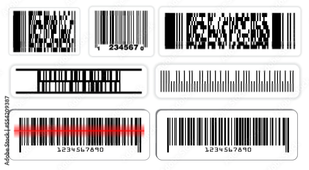 Set of various barcode label or scan barcode bars supermarket or retail pricing bar label sticker. eps vector Set of various barcode label or scan barcode bars supermarket or retail pricing bar label sticker. eps vector
