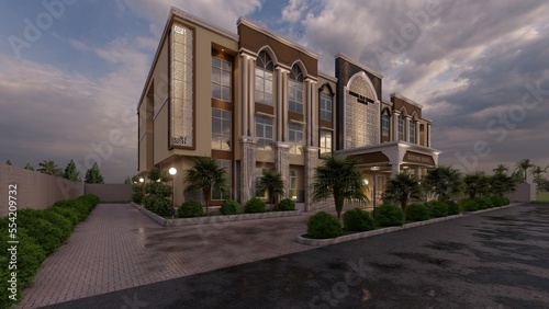 Hajj hostel building located on the island of Sulawesi-Indonesia, with a modern Islamic concept