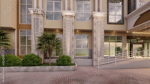 Hajj hostel building located on the island of Sulawesi-Indonesia, with a modern Islamic concept