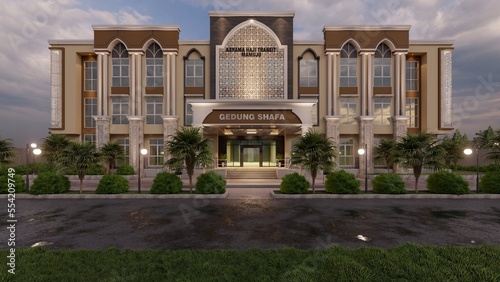 Hajj hostel building located on the island of Sulawesi-Indonesia, with a modern Islamic concept