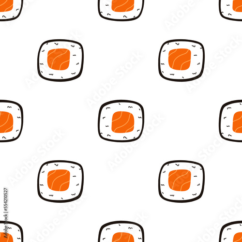 Seamless pattern with sushi. Hand drawn vector background with traditional Japanese cuisine photo