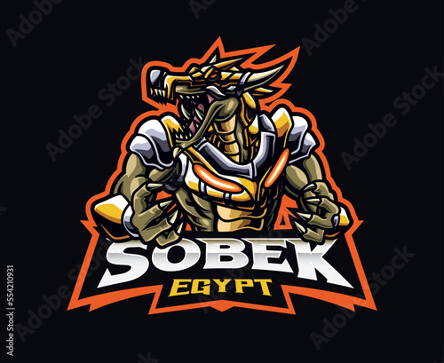 Sci-fi Egypt Sobek mascot logo design