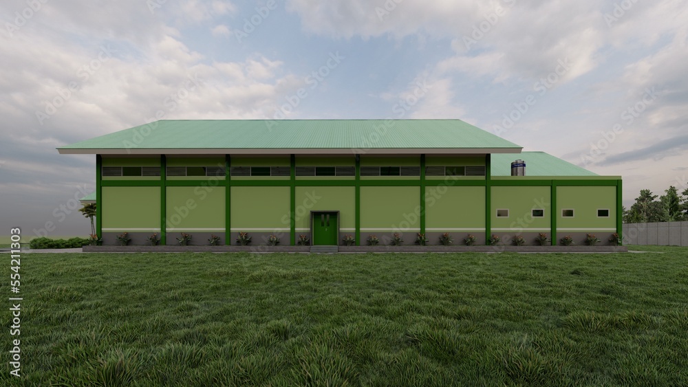 3d rendering and illustration hall indoor building with modern concept 3d rendering and illustration hall indoor building with modern concept