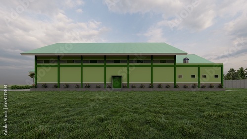 3d rendering and illustration hall indoor building with modern concept