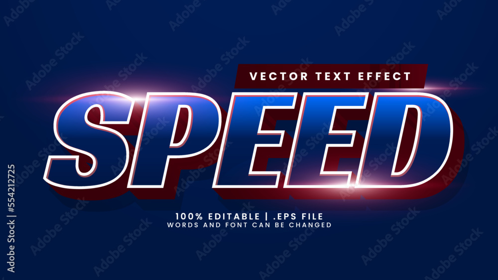 Speed editable 3d text effect with light and race text style