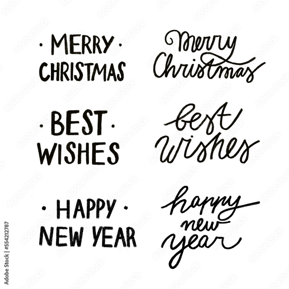 Merry Christmas and Happy New Year lettering