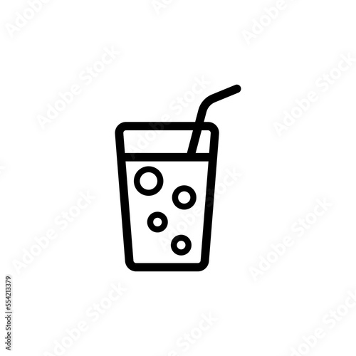 Lemonade line icon. Drink, glass, straw, refreshing, juice, soda, fruit, ice, compote, kvass, summer, heat, thirst. Food concept Vector black line icon on white background