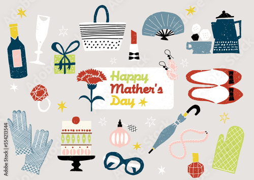 母の日　おしゃれなアイコン　プレゼント　シンプルなイラスト素材