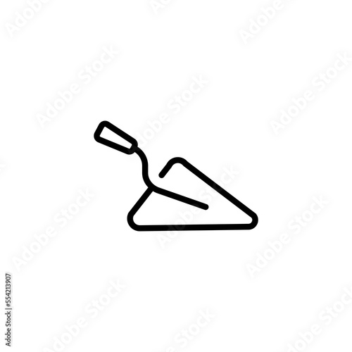 Trowel line icon. New building, work, cement, masonry, wall, plaster, tools, houses, design. Construction concept. Vector black line icon on white background