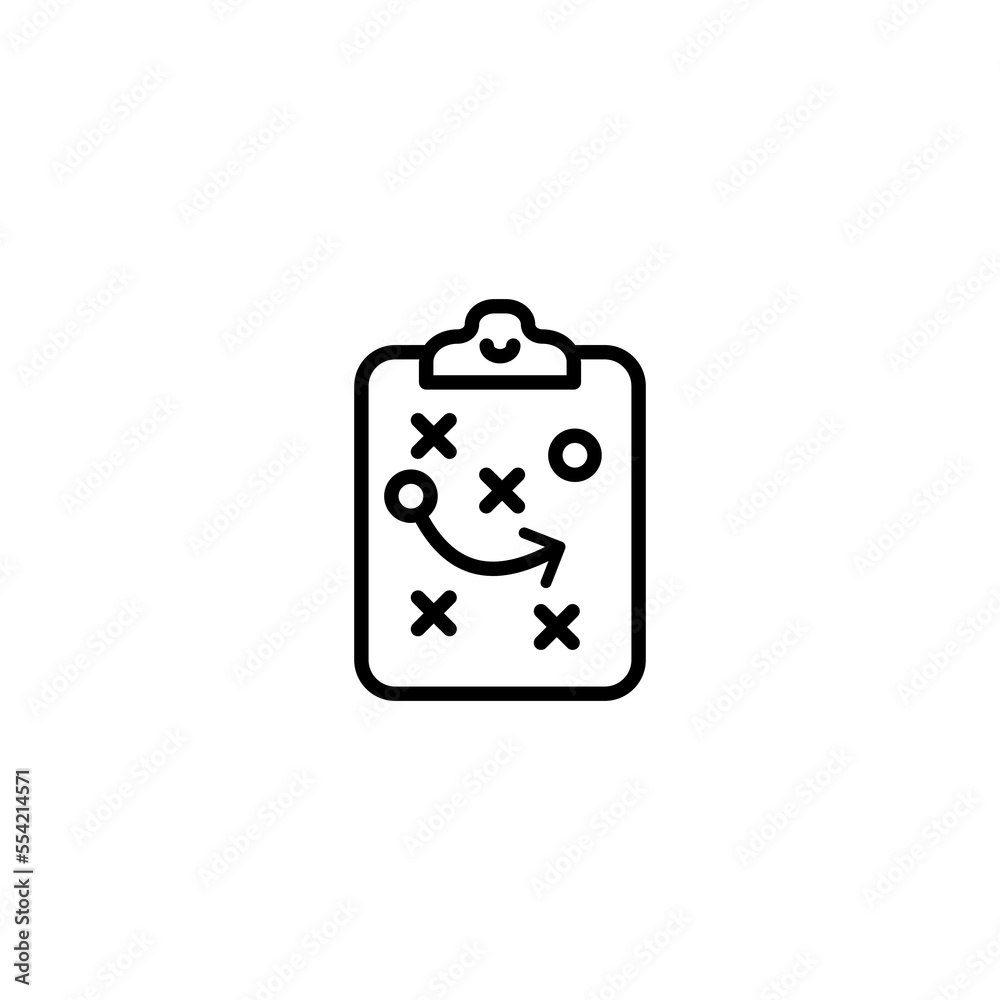 Strategy line icon. Plan, team, ideas, goals, achievement, action, innovation, game, tactics, profit, victory, competition. Business concept. Vector black line icon on white background