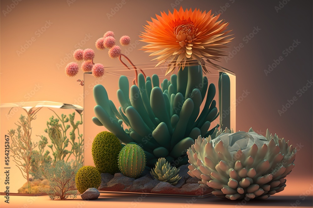 Digital illustration about succulents. Digital illustration about succulents.