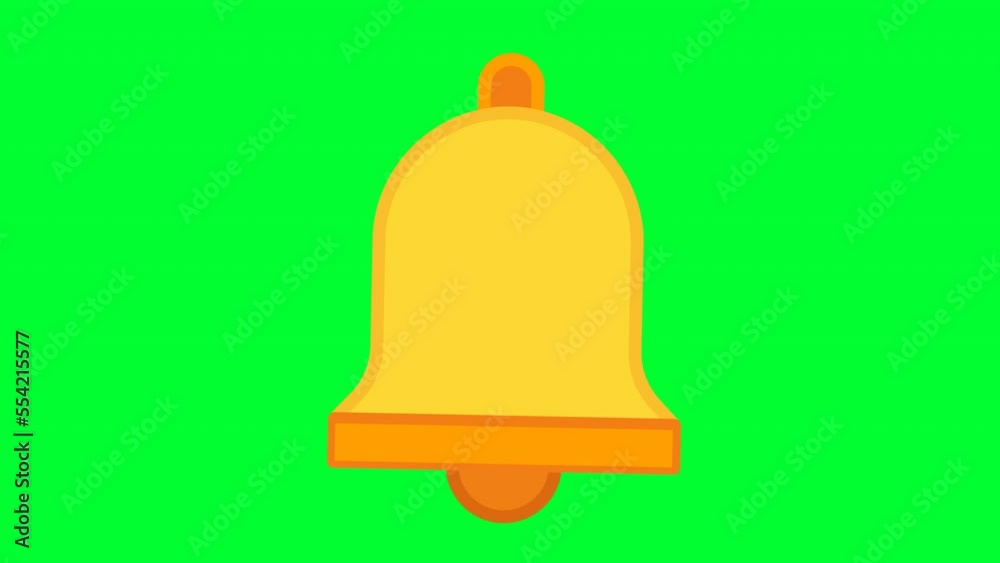 Bell icon pictogram roating on green screen. Ring bell notification template Cartoon animation 4k. Useful for social media, interfaces, infographics, websites.
