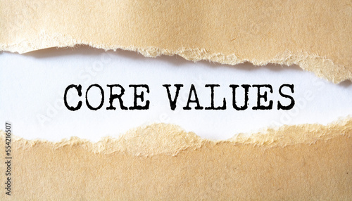 Core Values Message written under torn paper.