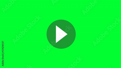 Play Pause stop media player button icon with hand pressing on Green Screen. Video audio player pause break key. turning to play Video playback animation. photo
