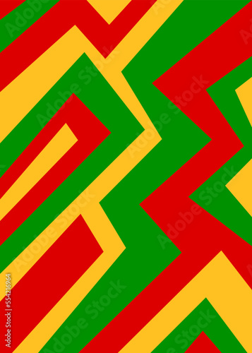 Abstract background with colorful geometric line pattern and with Jamaican color theme