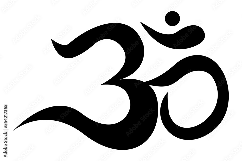 Om, aum black symbol of Hinduism, sign isolated on white background. Om, aum black symbol of Hinduism, sign isolated on white background.