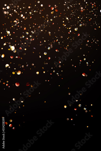 multicolored fireflies and sparkles on a black background, texture for overlay