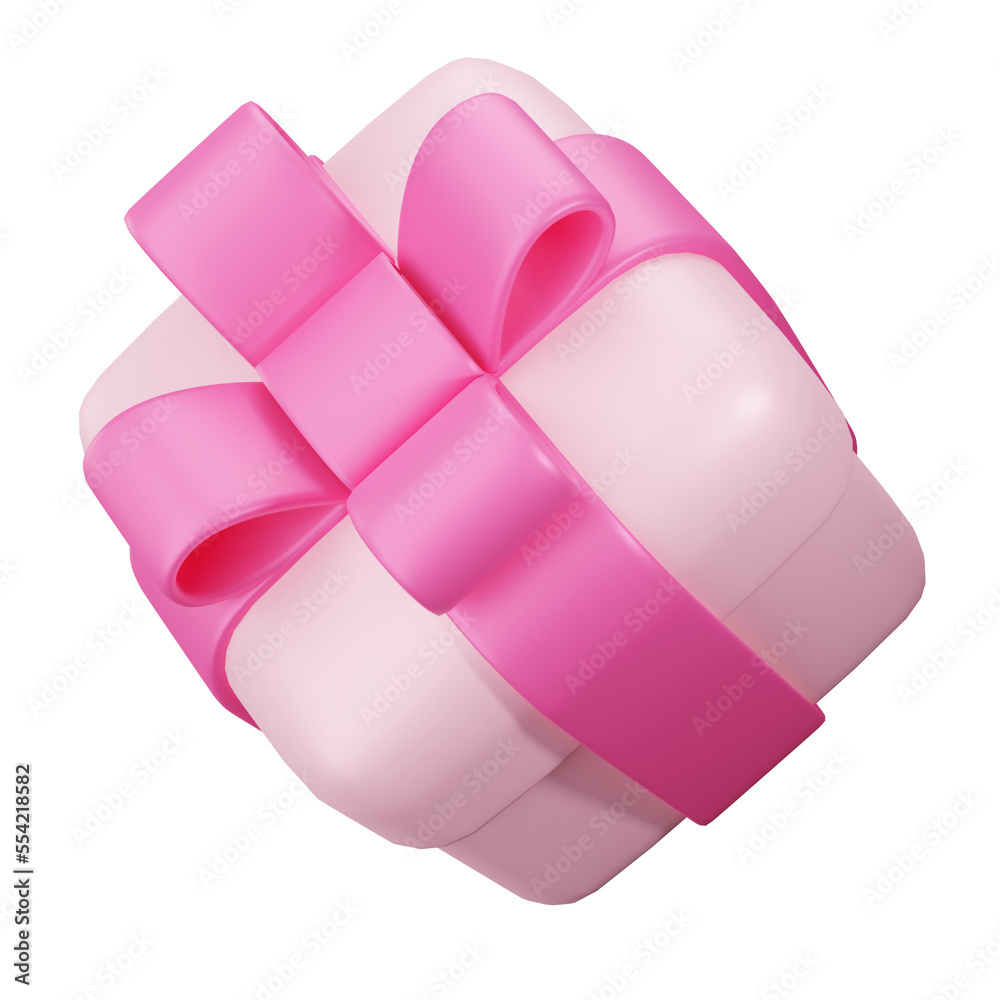Pink Gift Box. 3D Cute Gift Box Pink Gift Box. 3D Cute Gift Box