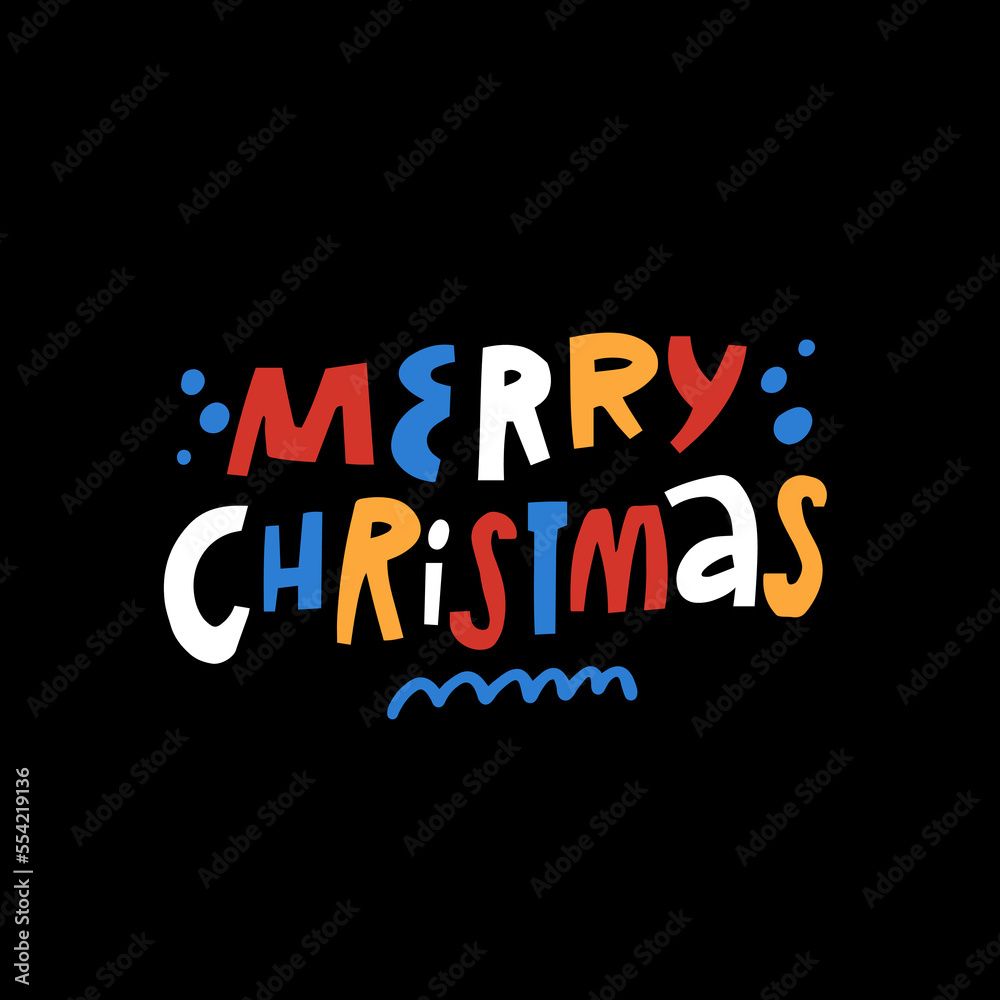 Merry Christmas holiday hand drawn modern typography lettering phrase.