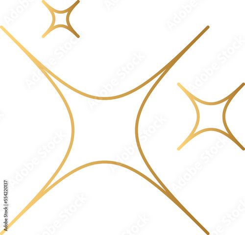 Gold twinkling stars are isolated on a white background. Golden stars for decoration