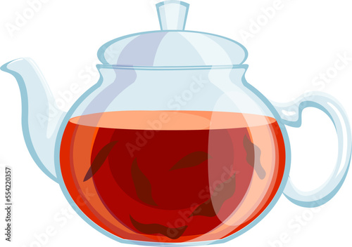 teapot glass cartoon. tea pot, transparent clear kettle, teatime, hot beverage teapot glass vector illustration