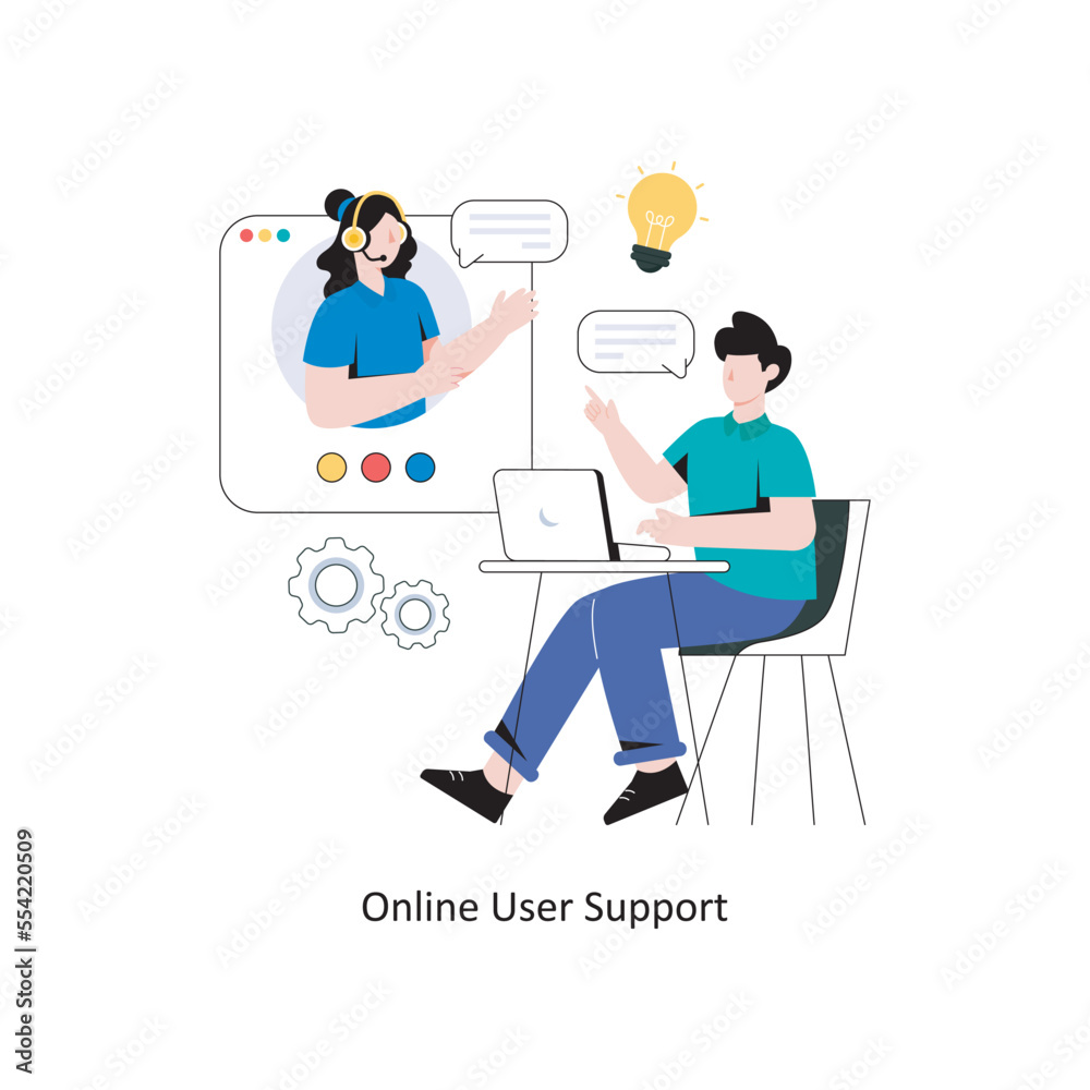 Online User Support Flat Style Design Vector illustration. Stock illustration