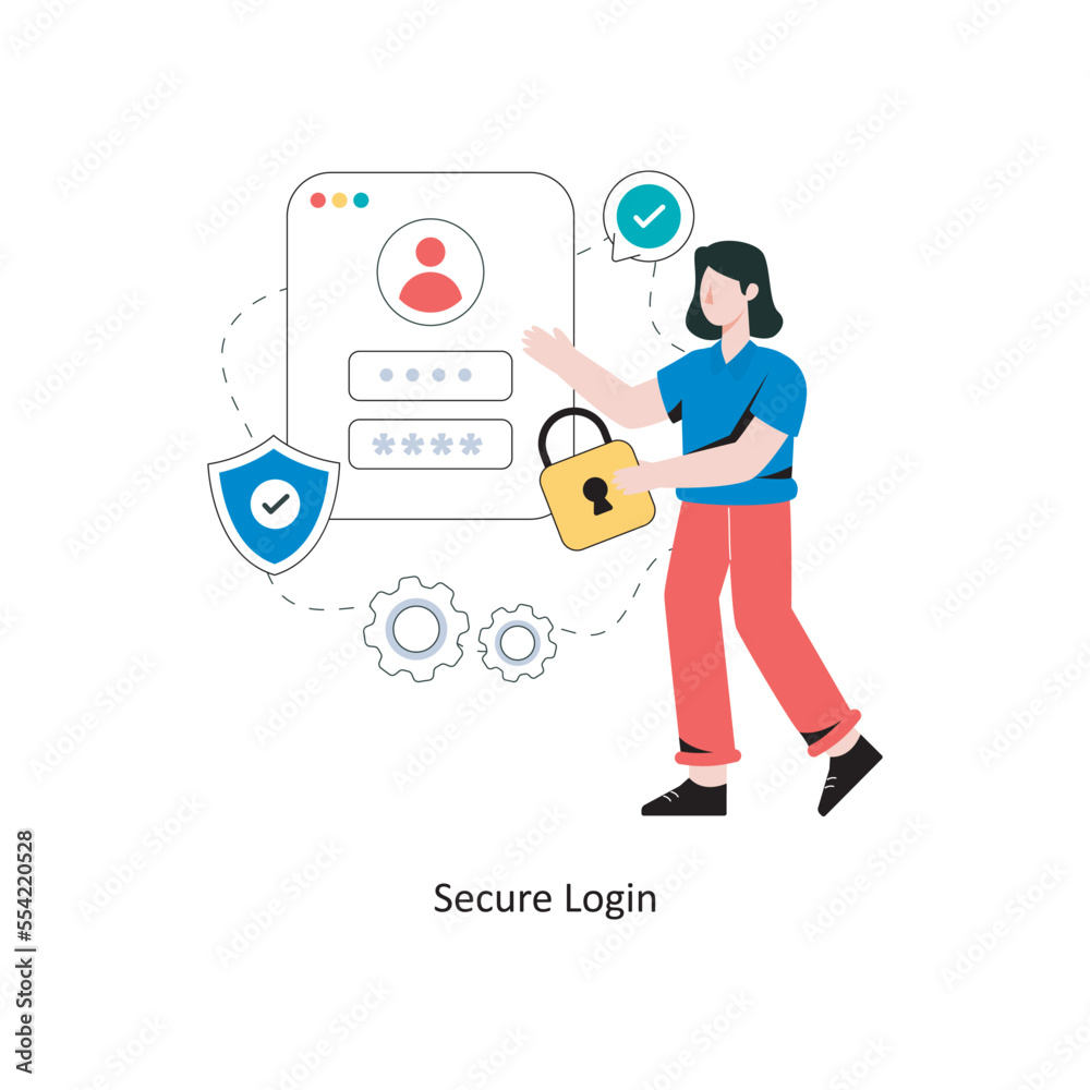 Secure Login Flat Style Design Vector illustration. Stock illustration Secure Login Flat Style Design Vector illustration. Stock illustration