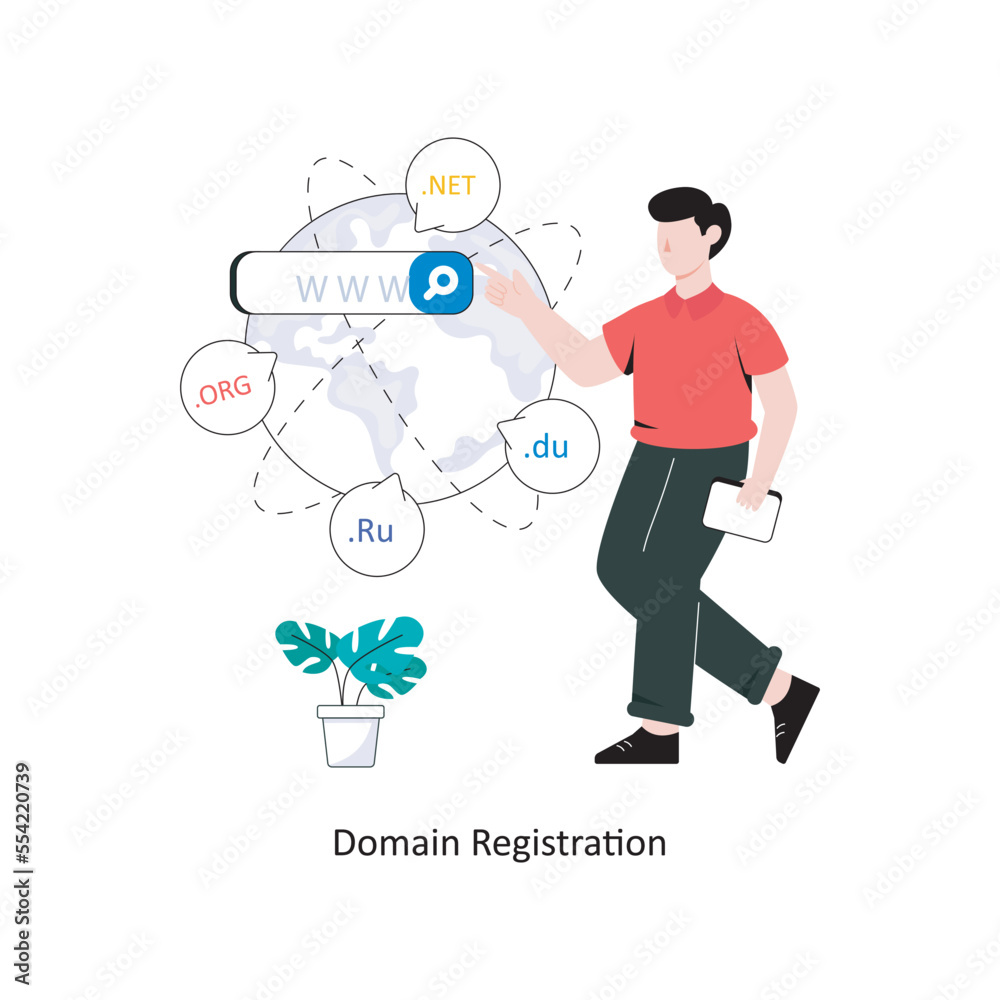 Domain Registration Flat Style Design Vector illustration. Stock illustration