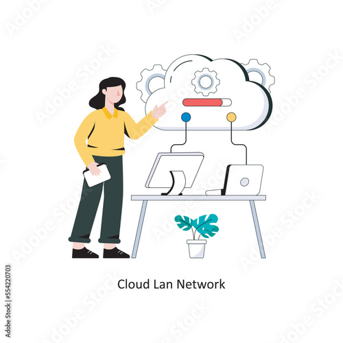 Cloud Lan network Flat Style Design Vector illustration. Stock illustration