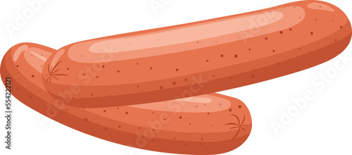 sausages cartoon. salami meat, butcher bratwurst, food slice sausages vector illustration