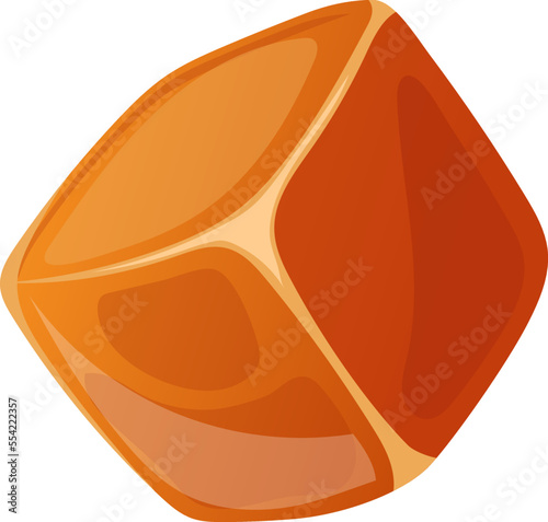 caramel cube cartoon. candy soft toffee, square brown block. vanilla toffy caramel cube vector illustration