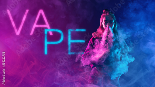 Vape woman. Lady vaper and ...