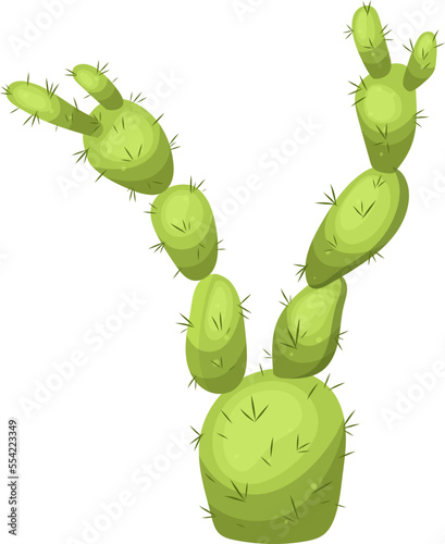 bunny ears cactus cartoon. green succulent. garden cacti. easter plant bunny ears cactus vector illustration